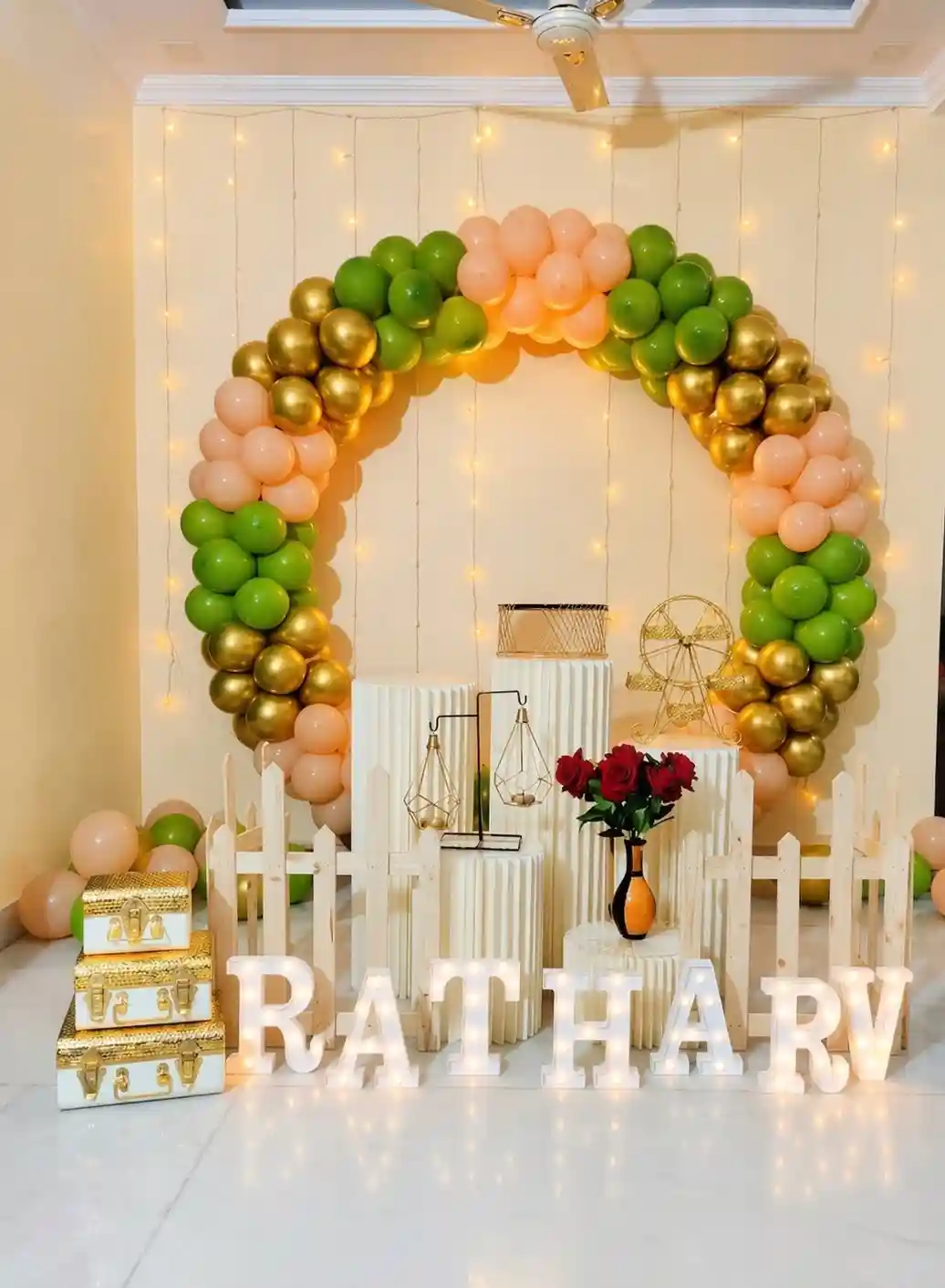 Golden White Green Ring Decoration